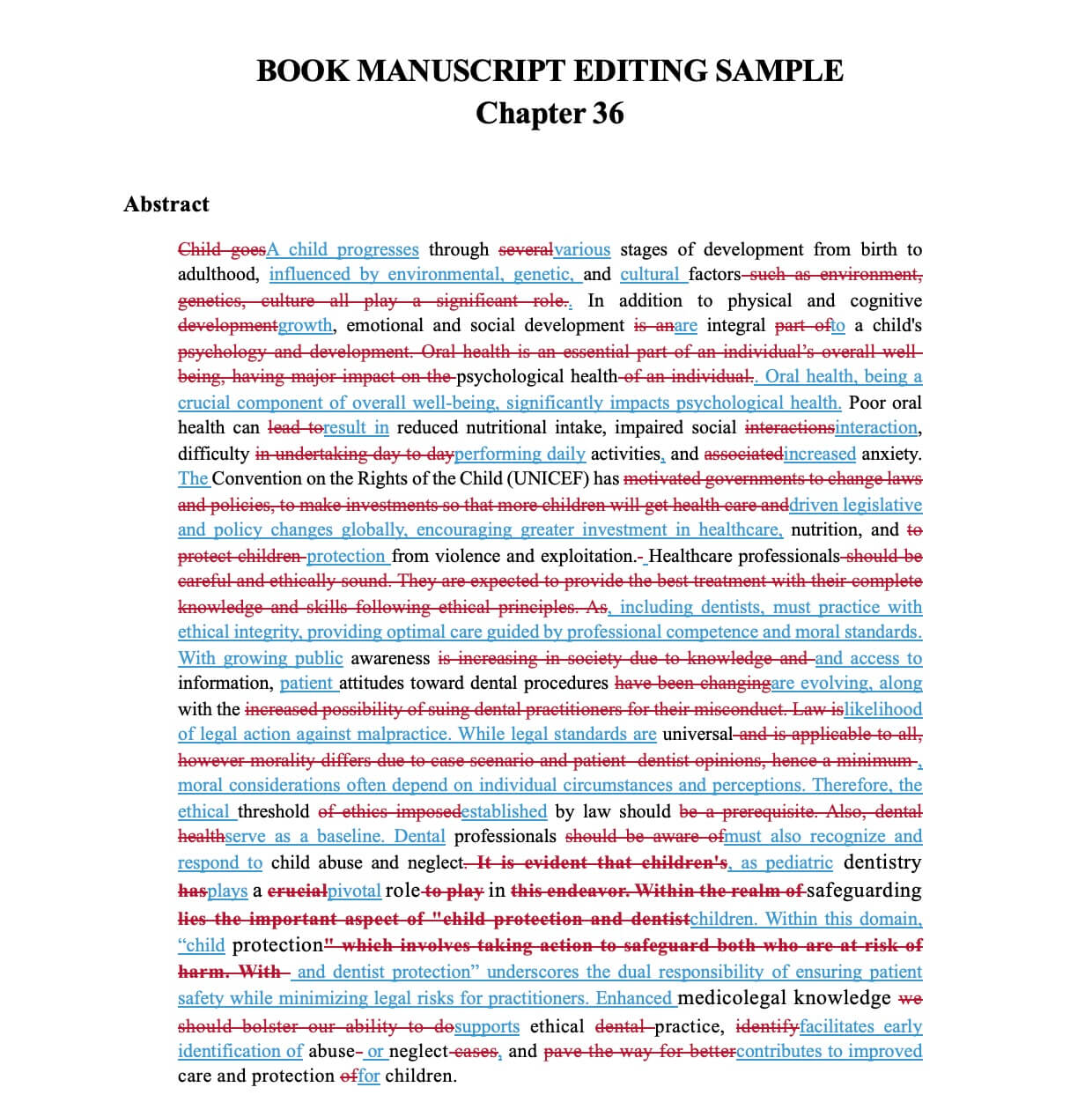Book Editing Sample - Professional editing sample showing comprehensive improvements