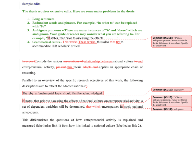 Thesis Editing Sample - Professional editing sample showing comprehensive improvements