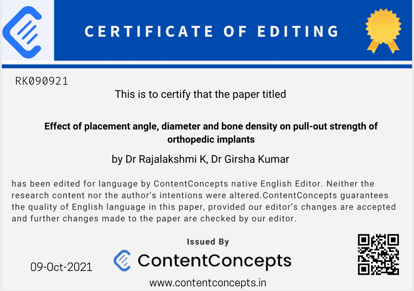 Free proofreading certificate