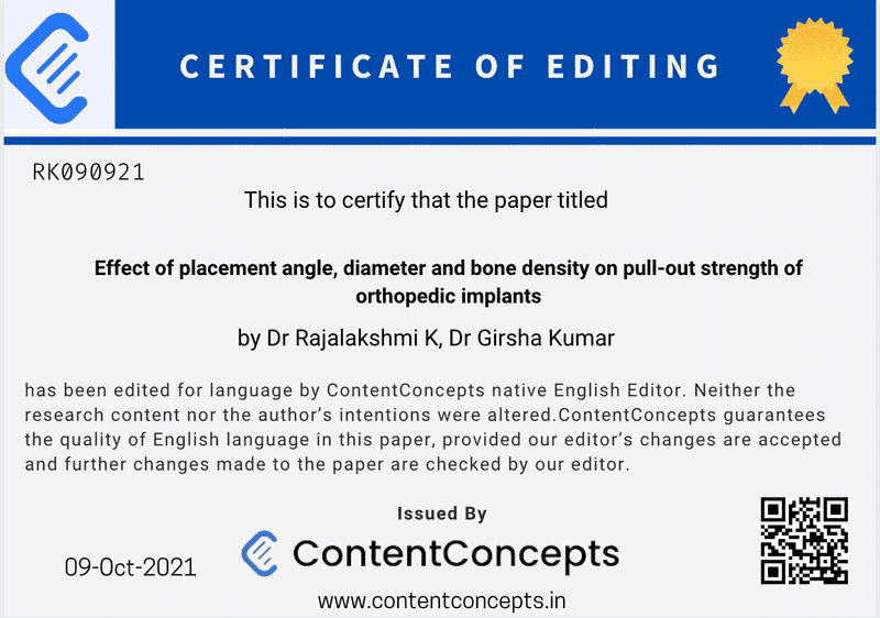 English Editing Certificate Sample